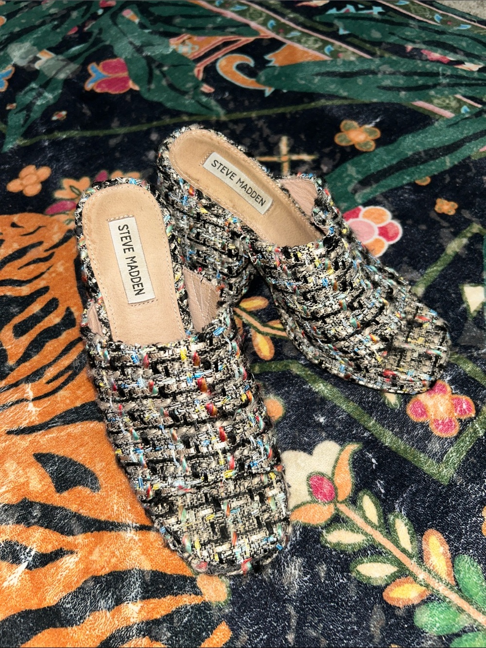 Steve Madden Multicolor Tweed Slip-On Mules